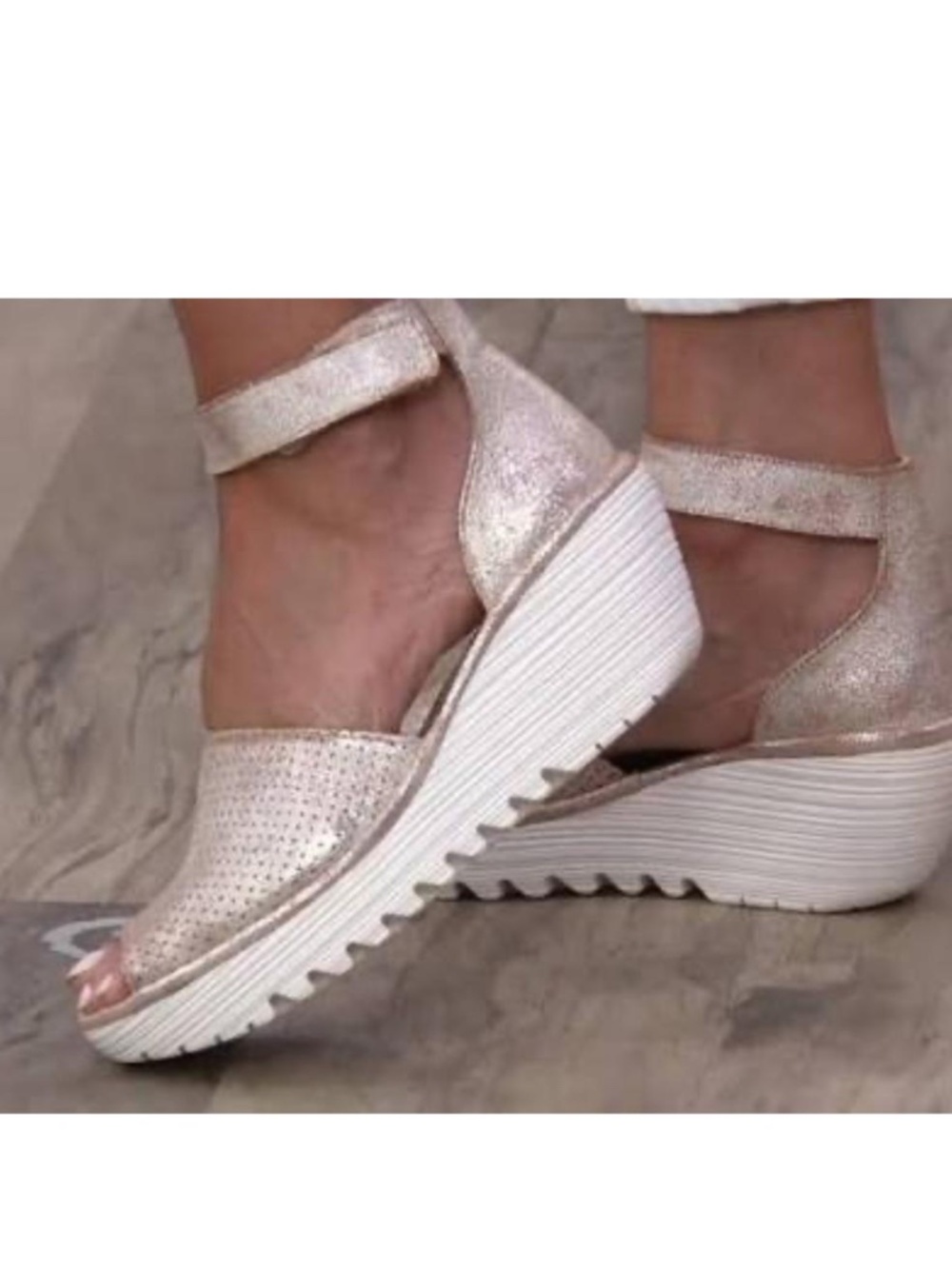 Fly London Yake Leather Wedge Sandals